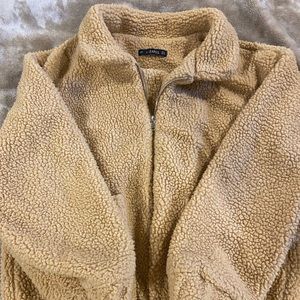 Zaful Sherpa Teddy Zip Up Jacket Size S